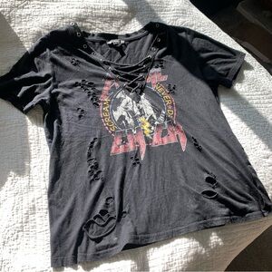 Black Lace Up Graphic Tee | The Metal Chick